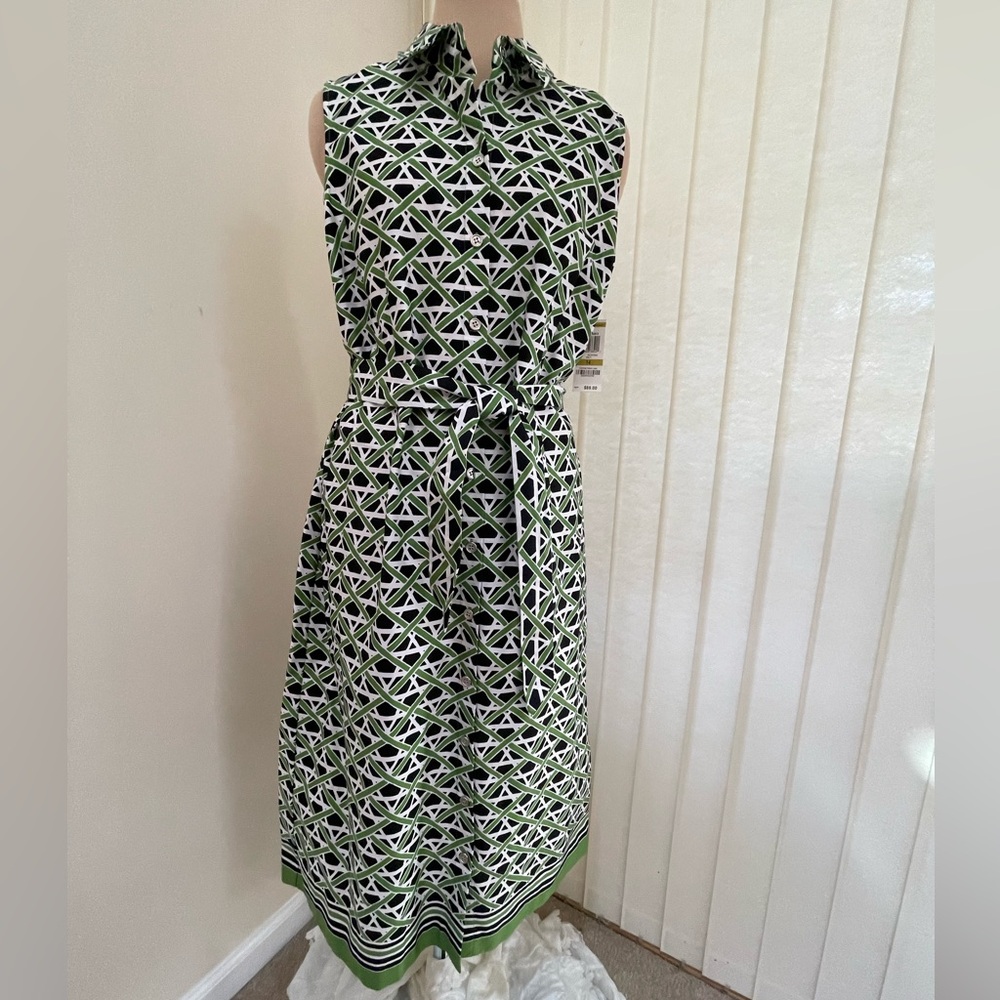 NWT Charter Club Geometric Patterned Sleeveless Shirtdress Dress Sz 14